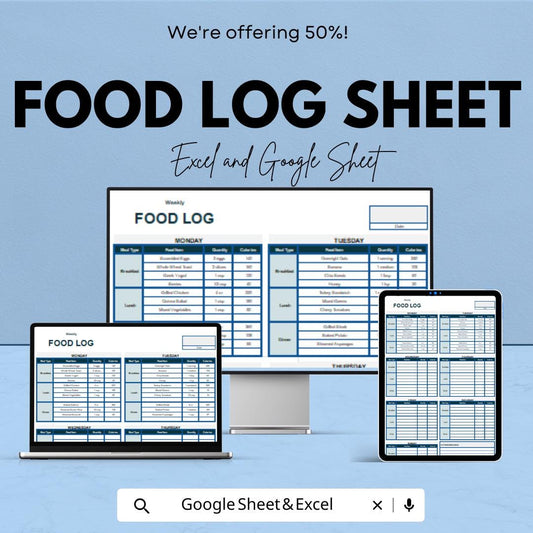 Weekly Food Log Sheet | Google Sheet and Excel | Meal Tracker | Calorie & Nutrition Journal | Weight Loss Planner | Diet Tracking Template