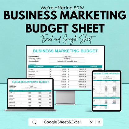 Business Marketing Budget Sheet | Excel & Google Sheets | Expense Tracker | Forecasting | Editable Marketing Budget Template