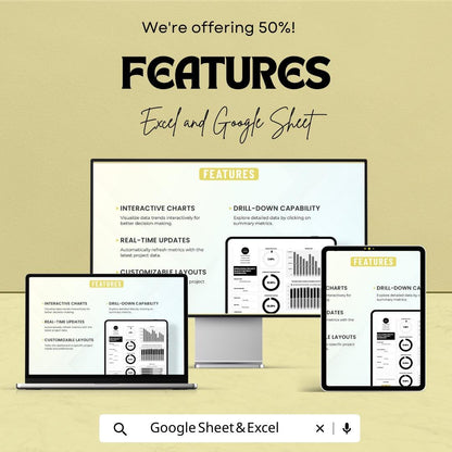 Operations Project Quality Metrics Dashboard Template, Project KPI Tracker, Quality Performance Dashboard, Operations Analytics