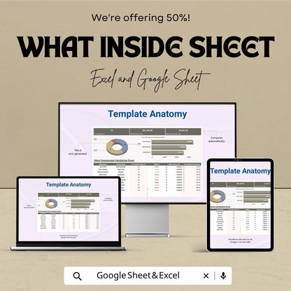 Sales Commission Calculation Template | Commission Tracker Spreadsheet | Sales Dashboard Template | Sales Performance Tracker