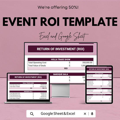Event ROI Template | Excel & Google Sheets | Event Cost Analysis | ROI Calculator | Event Budget Template | Profit and Expense Tracker