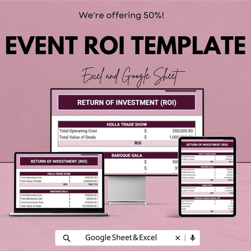 Event ROI Template | Excel & Google Sheets | Event Cost Analysis | ROI Calculator | Event Budget Template | Profit and Expense Tracker