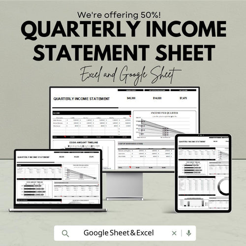 Quarterly Income Statement Template for Google Sheets and Excel | Budget & Financial Planning | Instant Download
