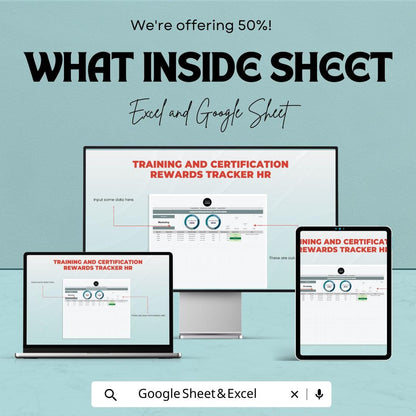 Training & Certification Rewards Tracker HR Template | Excel and Google Sheets | Employee Learning and Incentive Tracker