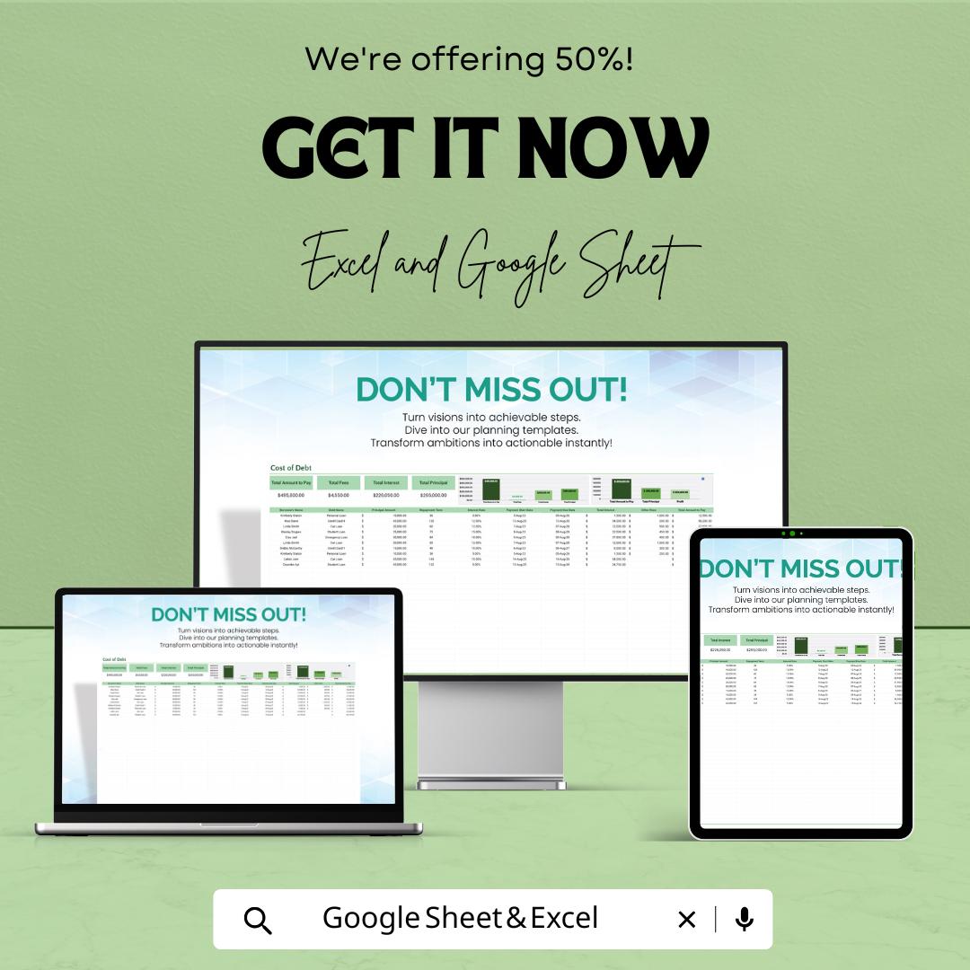 Cost of Debt Template | Debt Calculator Spreadsheet | Financial Analysis Tool | Cost of Borrowing Tracker | Finance Template