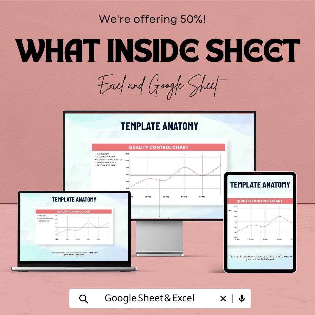 Quality Control Chart Template | Excel & Google Sheets | SPC Data Tracker | Statistical Process Control Sheet | Instant Download