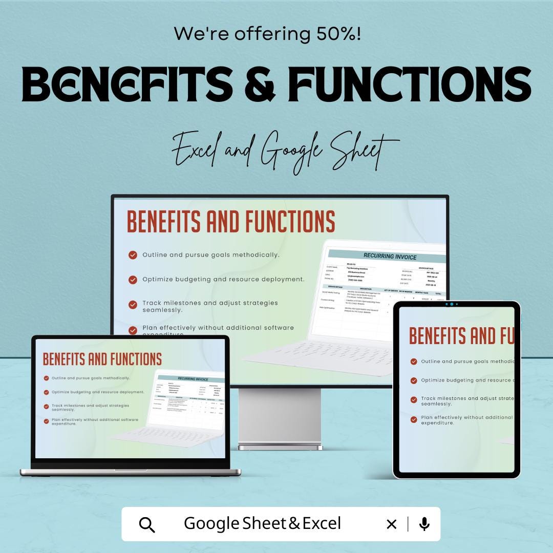 Recurring Invoice Template | Subscription Billing Template | Automated Invoice Sheet | Editable Business Billing | Printable Payment Tracker