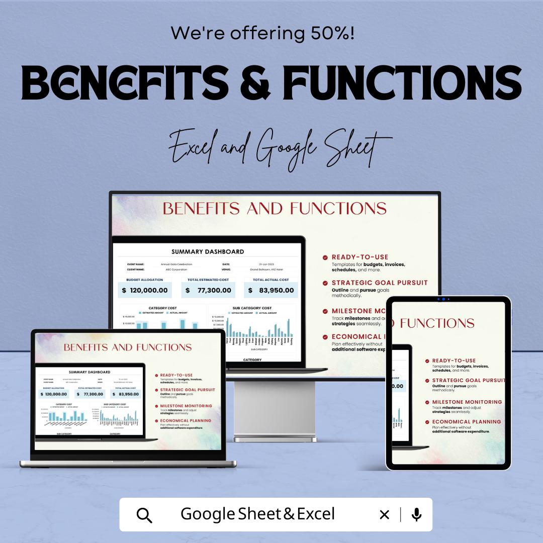 Corporate Event Cost Analysis Template | Event Budget Planner Spreadsheet | Event Cost Tracker | Excel & Google Sheets