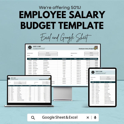 Employee Salary Budget Template, Payroll Budget Spreadsheet, Excel & Google Sheets HR Finance Tracker, Staff Salary Planner
