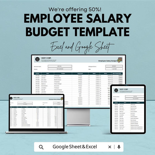 Employee Salary Budget Template, Payroll Budget Spreadsheet, Excel & Google Sheets HR Finance Tracker, Staff Salary Planner