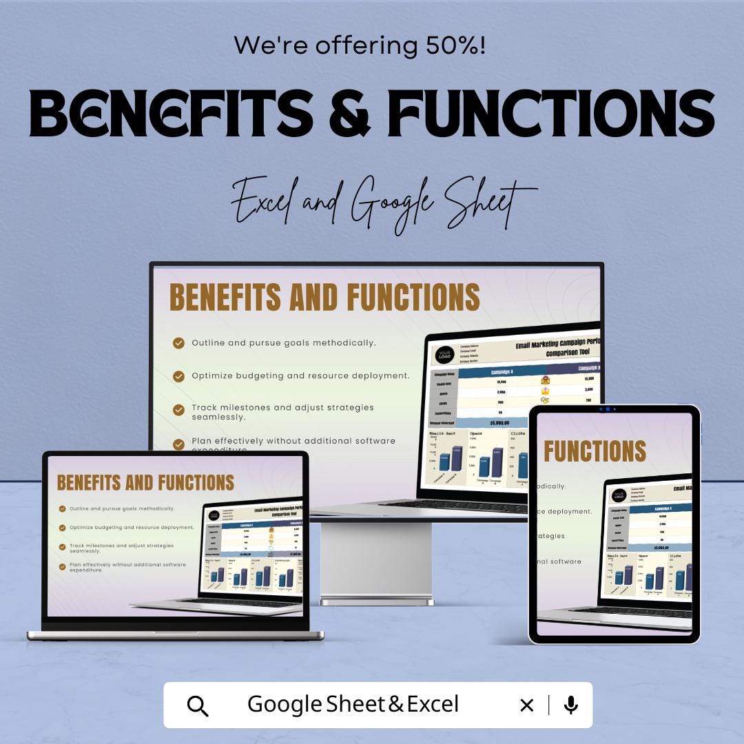 Email Marketing Campaign Performance Comparison Tool Template | Email KPI Dashboard | Campaign Comparison Report
