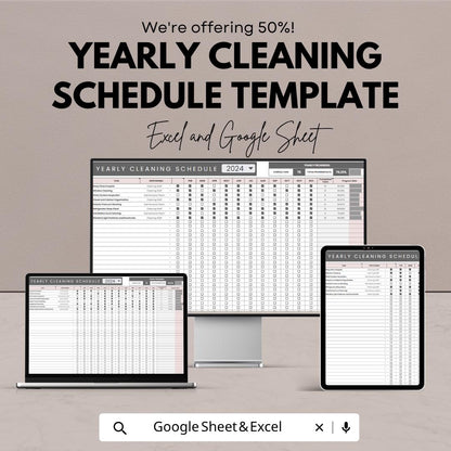 Yearly Cleaning Schedule Template  | Home Cleaning Planner | Annual Cleaning Tracker | Cleaning Routine Template