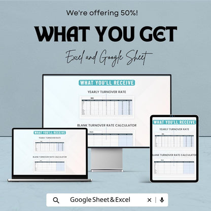 Operations Staff Turnover Rate Calculator Sheet | Employee Turnover Tracker | Excel & Google Sheets Template