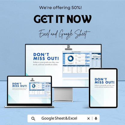 Daily, Weekly, Monthly Planner Sheet | Excel and Google Sheets Template | Task Management, Goal Setting & Scheduling Tool