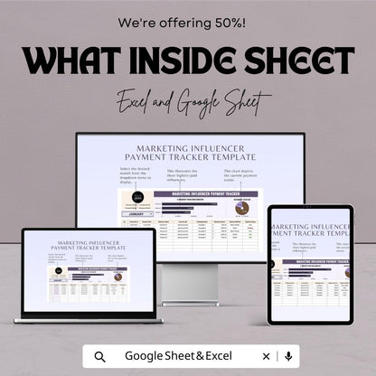 Influencer Payment Tracker Template | Marketing Payment Log Spreadsheet | Influencer Finance Tracker | Payment Status & Management Tool