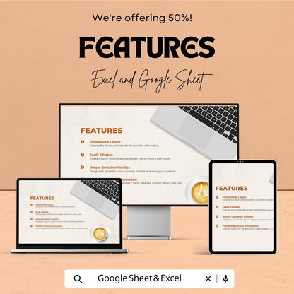 Website Design Quotation Sheet – Customizable Excel and Google Sheets Template for Pricing & Invoicing – 50% OFF