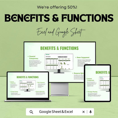 Fundraising Budget Template | Excel & Google Sheets | Nonprofit Budget Planner | Donation and Expense Tracker