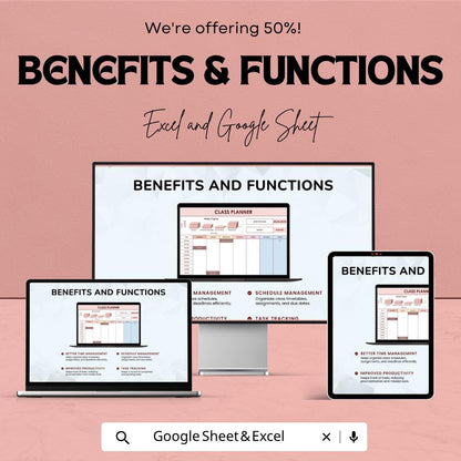 Class Planner Template | Student Planner | Weekly Schedule Planner | Study Planner | Excel & Google Sheets | Academic Tracker