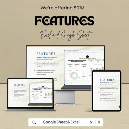 Union Membership Database, Employee Union Tracker, HR Membership Spreadsheet, Labor Union Log, Member Management Template,