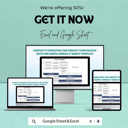 Simple Annual IT Budget Sheet Template - Excel & Google Sheets for IT Financial Planning