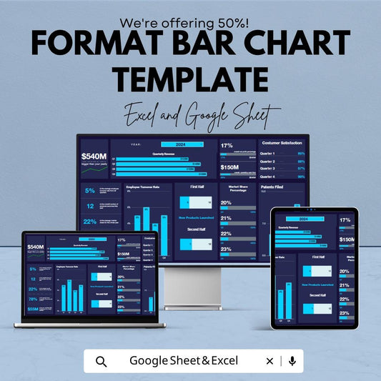 Bar Chart Template | Data Visualization Spreadsheet | Business Chart Dashboard | Editable Graph Template | Reporting Tool