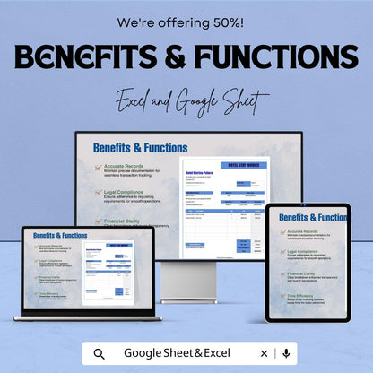 Hotel Stay Invoice Sheet | Excel & Google Sheets Template | Hotel Invoice Generator | Accommodation Invoice | Hotel Billing Template