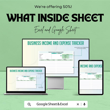 Business Income and Expense Tracker Template | Excel & Google Sheets | Small Business Finance, Monthly Income Expense Spreadsheet