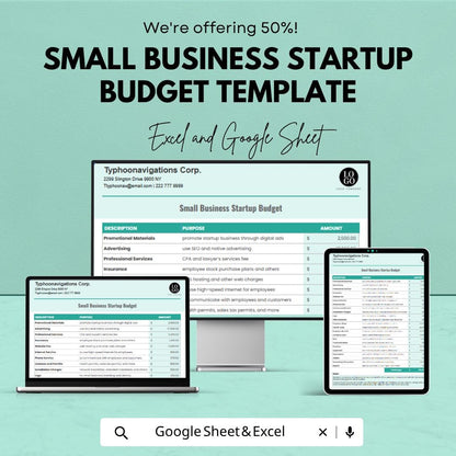 Small Business Startup Budget Template | Startup Budget Spreadsheet | Business Budget Planner | Excel & Google Sheets |