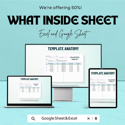 Volunteer Sign Out Sheet - Excel & Google Sheet Template for Tracking Volunteer Departures