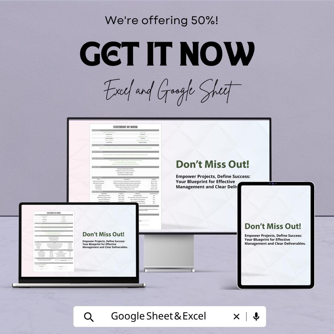 Statement of Work Template | Manager SOW Template | Project Scope Document | Business Agreement Template | Work Scope Sheet