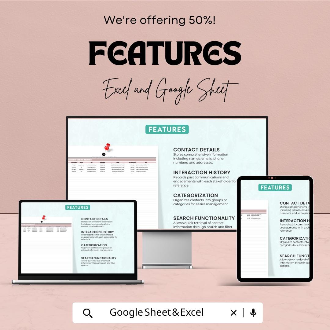 Administration Stakeholder Contact Database Sheet – Excel & Google Sheets Template for Organizing Contacts
