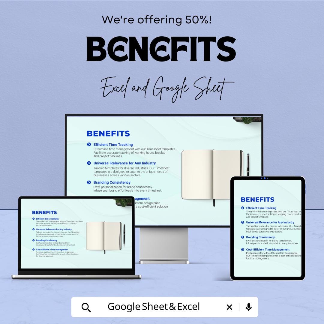 HR Timesheet Template for Excel & Google Sheets - Employee Time Tracker, Payroll Record, Customizable Work Log