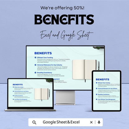 HR Timesheet Template for Excel & Google Sheets - Employee Time Tracker, Payroll Record, Customizable Work Log
