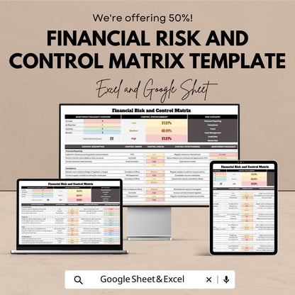 Financial Risk and Control Matrix Template, Risk Assessment Spreadsheet, Internal Control Tracker, Compliance Risk Log