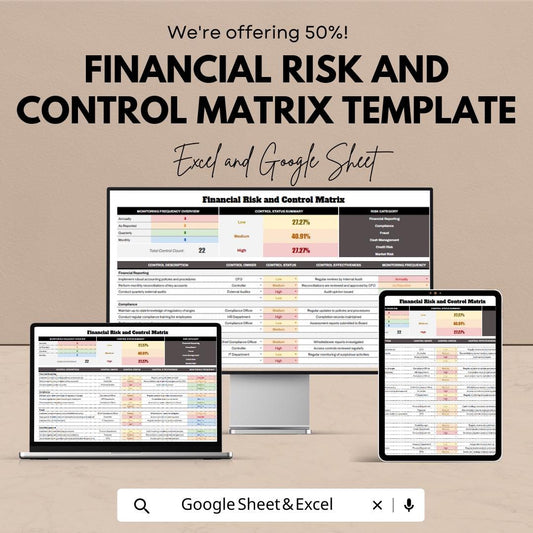 Financial Risk and Control Matrix Template, Risk Assessment Spreadsheet, Internal Control Tracker, Compliance Risk Log