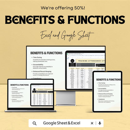 Training Attendance & Punctuality Log HR Sheet | Excel and Google Sheets | Staff Tracker | Employee Record | Attendance Form Template