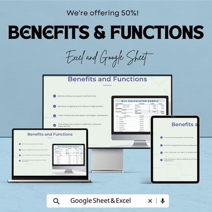 Bill Calculator | Monthly Budget Planner | Expense Tracker Spreadsheet | Personal Finance Template | Budget Calculator Sheet