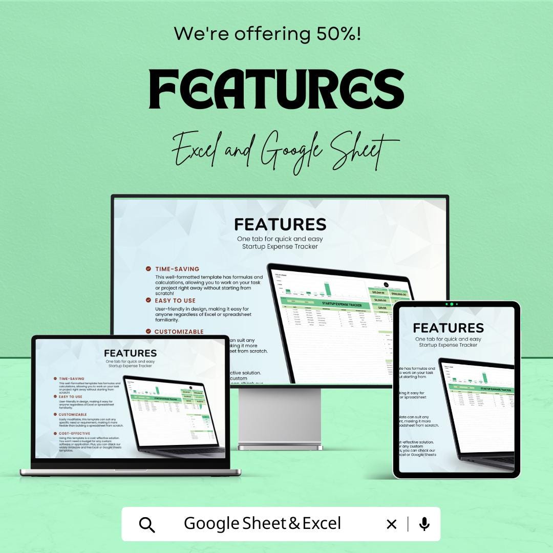 Startup Expense Tracker Template | Small Business Budget and Expense Tracker for Excel & Google Sheets | Financial Dashboard
