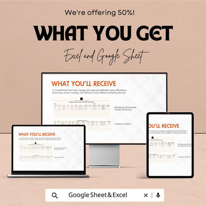 Marketing Multimedia Content Inventory Template | Content Asset Manager | Digital Asset Tracker | Marketing Content Organizer