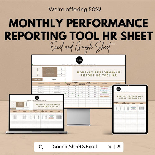 Monthly Performance Reporting Tool HR Sheet - Google Sheet | Workforce Management | HR Data Analysis | Employee Performance Tracker |