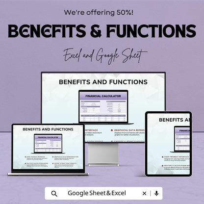 Financial Calculator Template | Loan Payment Spreadsheet | Interest Calculator Sheet | Loan Amortization Tracker | Finance Planner Tool