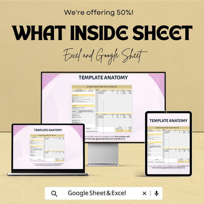 Contractor Estimate Template | Home Renovation Budget Template | Construction Cost Estimate | Project Quote Sheet