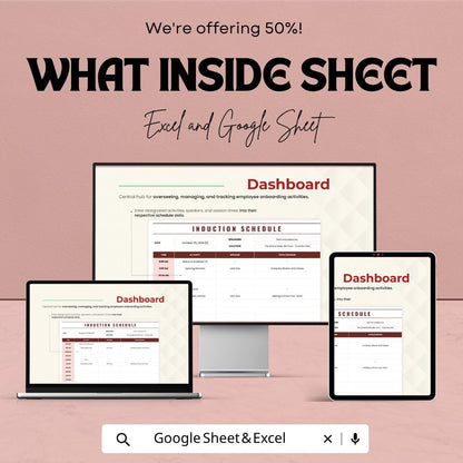 Induction Schedule Template | Employee Onboarding Planner | HR Training Schedule Template | Staff Onboarding Tracker Sheet