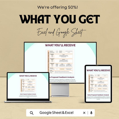 Sales Proposal Feedback Analysis Template | Proposal Review Spreadsheet | Client Feedback Tracker | Excel & Google Sheets |