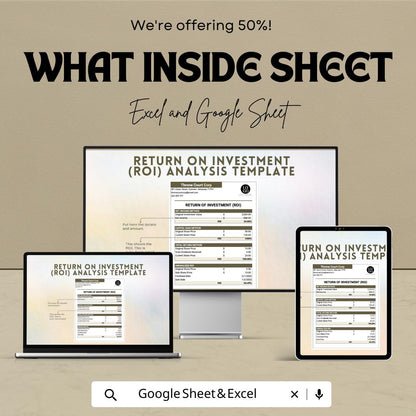 Return On Investment ROI Analysis Template | Excel & Google Sheets ROI Calculator | Investment Analysis Spreadsheet | Profit Tracking Tool