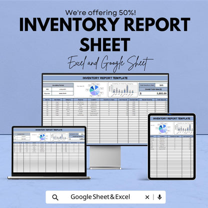 Inventory Report Sheet - Excel & Google Sheets Template for Tracking and Managing Stock