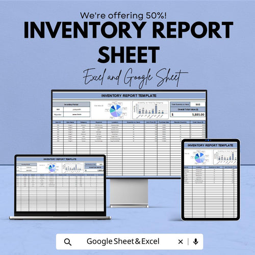 Inventory Report Sheet - Excel & Google Sheets Template for Tracking and Managing Stock