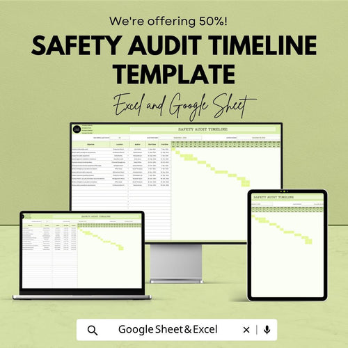 Safety Audit Timeline Template | Audit Schedule Tracker Spreadsheet | Compliance Planning Template | Inspection Timeline Planner