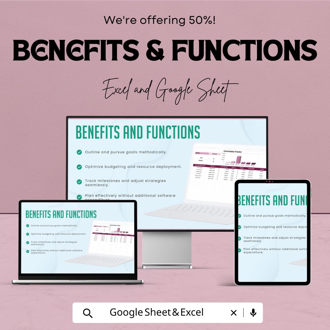 Commission Tracking Template | Sales Commission Tracker | Sales Rep Tracker | Commission Log | Employee Commission Sheet