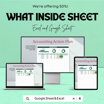 Accounting Action Plan Template | Financial Action Tracker | Business Task Planner | Accounting Workflow Spreadsheet